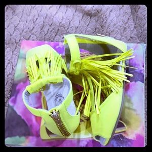 Bright yellow sandals never worn before